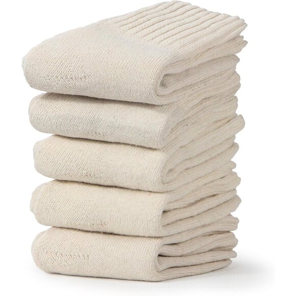 BenSorts Women 5 Packs Beige Winter Thick Warm 75%polyester /15%acrylBoots Socks - Picture 2 of 5